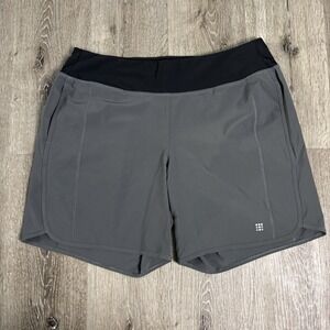 Title Nine Women's XL Anti Run 7"  Black Gray Waist Zip Pocket Shorts